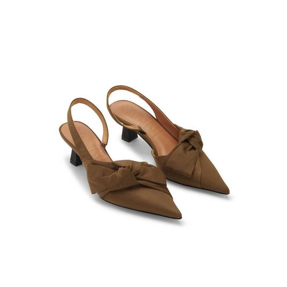 GANNI  Bow Kitten Heel Pumps in Chicory Coffee 39 - Picture 2 of 4